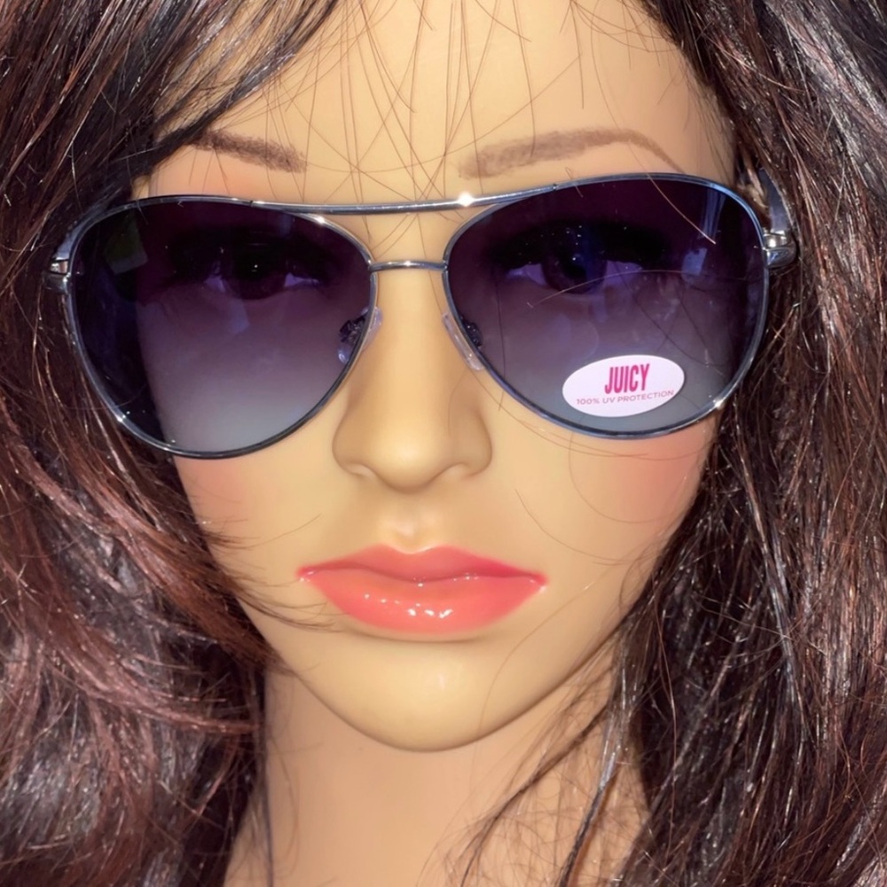 JUICY COUTURE Aviator Sunglasses In Maesi Blue Lens with Silver Frame Unisex